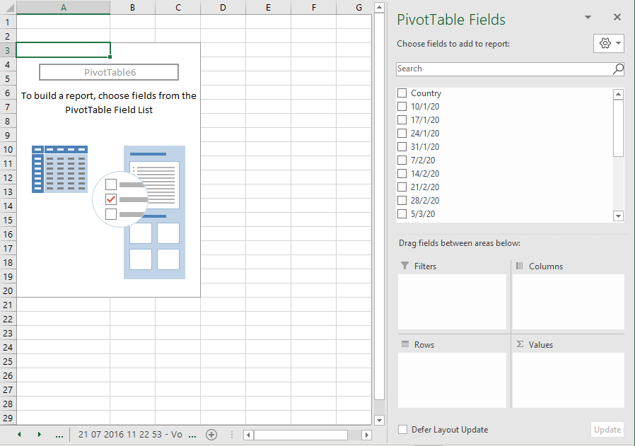 Empty Pivot Table